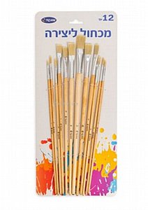 סט 12 מכחולים ליצירה ראש שטוח סט 12 מכחולים ליצירה ראש שטוח