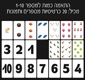 קלפים התאמה כמות לספרה 1-10 קלפים התאמה כמות לספרה 1-10