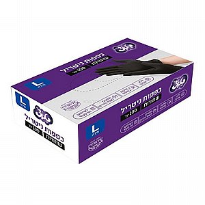 כפפות ניטריל שחור טאצ' מידה Lי 100 יחידות כפפות ניטריל שחור טאצ' מידה Lי 100 יחידות